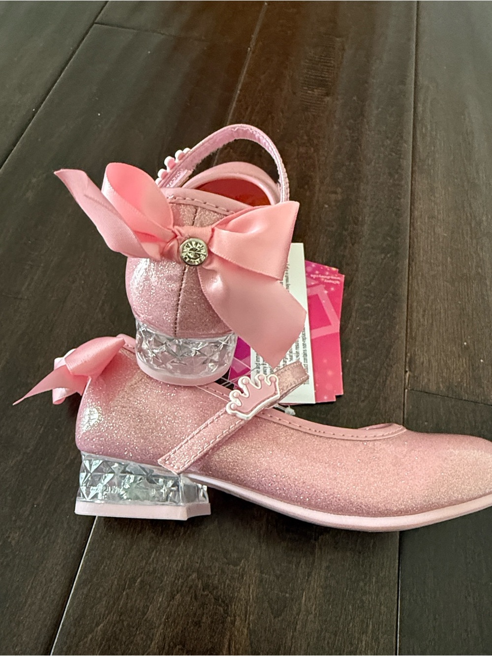 NWT Rare Disney Princess Girls Pink Sparkle Princess Light Up Mary Jane Shoes